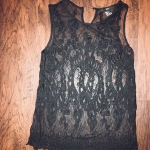 Forever 21 black Lacey see through tank top